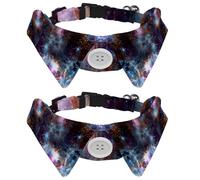 2 pajaritas para gatos y perros, collar ajustable para mascotas, corbatín formal para niños y niñas, cachorros, gatitos, boda, cumpleaños, galaxia nebulosa, cielo estrellado