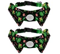 2 pajaritas para gatos y perros, collar ajustable para mascotas, corbatín formal para niños y niñas, cachorros, gatitos, boda, cumpleaños, patrón de cactus verde, flores rosas