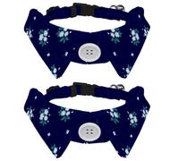 2 pajaritas para gatos y perros, collar ajustable para mascotas, corbatín formal para niños y niñas, cachorros, gatitos, boda, cumpleaños, fondo azul claro floral azul real