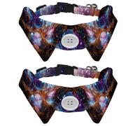 2 pajaritas para gatos y perros, collar ajustable para mascotas, corbatín formal para niños y niñas, cachorros, gatitos, boda, cumpleaños, espacio de nebulosa estrellada