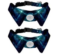 2 pajaritas para gatos y perros, collar ajustable para mascotas, corbatín formal para niños y niñas, cachorros, gatitos, boda, cumpleaños, cielo estrellado, naturaleza
