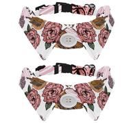 2 pajaritas para gatos y perros, collar ajustable para mascotas, corbatín formal para niños y niñas, cachorros, gatitos, boda, cumpleaños, pájaros, rosas y ramo de flores