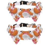 2 pajaritas para gatos y perros, collar ajustable para mascotas, corbatín formal para niños y niñas, cachorros, gatitos, boda, cumpleaños, zorro bebé en jardín de flores rosas