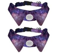 2 pajaritas para gatos y perros, collar ajustable para mascotas, corbatín formal para niños y niñas, cachorros, gatitos, boda, cumpleaños, cielo estrellado, galaxia, naturaleza