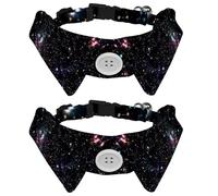 2 pajaritas para gatos y perros, collar ajustable para mascotas, corbatín formal para niños y niñas, cachorros, gatitos, boda, cumpleaños, constelación de galaxia nebulosa