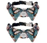 2 pajaritas para gatos y perros, collar ajustable para mascotas, corbatín formal para niños y niñas, cachorros, gatitos, boda, cumpleaños, flores rosas, mariposa