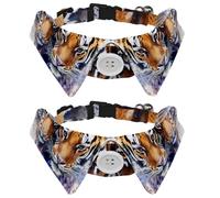 2 pajaritas para gatos y perros, collar ajustable para mascotas, corbatín formal para niños y niñas, cachorros, gatitos, boda, cumpleaños, acuarela, tigres de animales salvajes