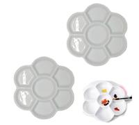 2 paletas de acuarela de porcelana blanca, bandeja de pintura de cerámica lavable con superficie antiadherente, paleta de mezcla profesional de grado artístico para estudio y pintura al aire libre
