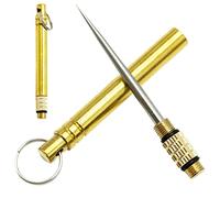 2 palillos de dientes portátiles de titanio con soporte protector, llavero, palillo de frutas, palillos de dientes de acero inoxidable para picnic al aire libre y camping (latón)