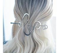 2 palitos de metal trenzados para el cabello, horquilla vintage curvada | Silueta metálica dorada y plateada de 8 x 15 cm, base de clip de alineación abstracta para damas Updo Banquetes de boda