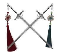 2 palitos de pelo con diseño de espada, palillos de estilo chino con borla, accesorios vintage para el cabello para mujeres y niñas