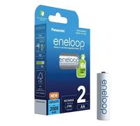 eneloop, Pilas Recargables AA/Mignon, Paquete de 2, Capacidad de mín. 2000 mAh, Pilas Ni-MH, Listas para Usar, Recargables hasta 2000 Veces, Embalaje sin plástico, Standard, Blancas