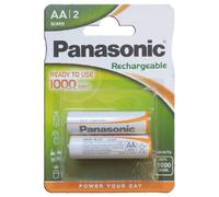 2 PANASONIC RECARGABLE AA LISTO PARA USAR BATTERIES 1000mAh NiMH 1.2V 2BL NUEVO
