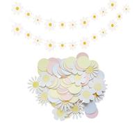 2 pancartas de margaritas, 1 paquete de confeti de margaritas, juego de decoración de mesa de cumpleaños, decoración de fondo