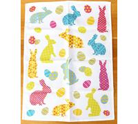 2 Paños De Cocina Ostern Kracht Tisú Semilino Conejos Huevos Corazones, 50x70 Cm