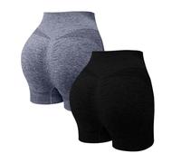 2 pantalones cortos de yoga de cintura alta para mujer, paquete de 3 pantalones cortos deportivos con control de abdomen, transpirables, antirozaduras, leggings de gimnasio para mujer, secado rápido