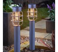 2 Paquete 60cm Solar LED Filamento Metal Anglia 365 Bolardo Jardín Estaca Luces