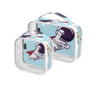2 paquete de dibujos animados lindo astronauta claro decorativo grande neceser para las mujeres aprobado por TSA bolsa de viaje cosmética impermeable hombres kit de afeitado maquillaje para, dibujos