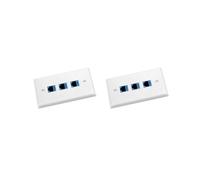 2 Paquete de Placa de Pared Ethernet de 3 Puertos, Placa de Pared RJ45 con Inserto de Acoplador En Línea RJ45, Placa de Pared con Conector