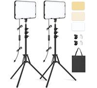 2 Paquete Luz Fotografia LED de Vídeo con 63'' Trípode, Obeamiu 2500-8500K Iluminación de Estudio de focos Fotografía para Grabación de Videoconferencia/Juegos en Vivo/Youtube, Cargador USB