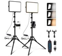 2 Paquete Luz Fotografia LED Kit de Video, 25 cm*20 cm Fotografía LED de 2800-6500 K, 175 cm Estudio Regulable con Soporte de Trípode y Soporte para Telé para Filmación/Zoom/Videoconferencia/TikTok