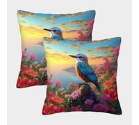 2 Paquetes 50x50cm.KingPezer Bird Funda De Almohada Cuadrada Decoración del Hogar Nature Paisaje Art con Cremallera Invisible para Sofá,Coche Y Dormitorio