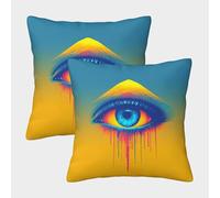 2 Paquetes 50x50cm.Ojos Funda De Almohada Cuadrada Decoración del Hogar Resumen Art con Cremallera Invisible para Sofá,Coche Y Dormitorio