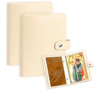 2 Paquetes Álbumes 10x15cm Slip In Top Loading, 52 Fotos - Cubierta de Cuero, Mini Libro de fotos para boda,Familia,Bebé,Vacaciones (Beige)