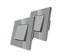 2 paquetes CNBINGO Botón Rocker Interruptores con puntos de tela fluorescentes, panel de pared Gris de cristal moderno, interruptor eléctrico sola capa, interruptor de 1 bandas de 2 vía, 10A 250V
