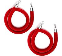 2 Paquetes Cuerda De Terciopelo Rojo Con Ganchos,Barrera La Línea Cola Control Multitudes, Seguridad Para Cines, Grandes Inaug(4ft/120cm)