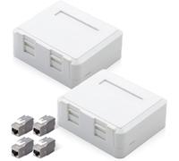 2 paquetes de 2 puertos CAT 7 universal de red + 4 paquetes CAT 7 Keystone RJ45 módulo de pared pared caja de conexión, caja de conexión, enchufe LAN para 10 Gigabit Ethernet, caja de red (blanco)