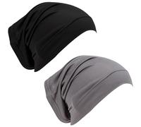 2 paquetes de bufanda de algodón transpirable para mujer musulmana, color negro, 1 negro + 1 gris oscuro