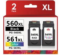 2 Paquetes de Cartuchos de Tinta PG-560XL CL-561XL de Rendimiento XL Compatibles con Canon 560XL 561XL para Impresoras TS5351 TS5350 TS5352 TS5353 TS7450 TS7451 ( y Tricolor)