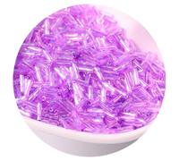 2 paquetes de cuentas pequeñas de cristal trenzadas de 2 x 6 mm, cuentas de tubo de vidrio iridiscente para manualidades, abalorios, fabricación de llaveros, alrededor de 720 unidades, color morado