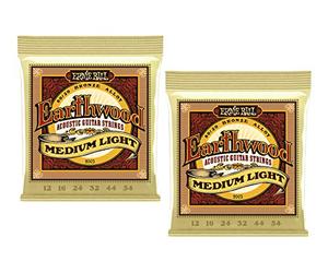 2 paquetes de cuerdas de ligereza media Ernie Ball Earthwood 2003 para guitarra acústica de 0,012 a 0,054