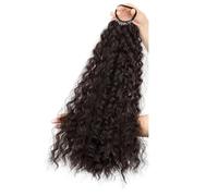 2 paquetes de extensiones de cola de caballo trenzadas largas con lazos for el cabello, peluca rizada sintética suave Natural for mujeres de 18 pulgadas Extensiones de Cabello(Black Brown)