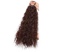 2 paquetes de extensiones de cola de caballo trenzadas largas con lazos for el cabello, peluca rizada sintética suave Natural for mujeres de 18 pulgadas Extensiones de Cabello(Dark Brown)