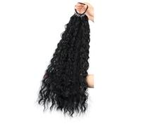 2 paquetes de extensiones de cola de caballo trenzadas largas con lazos for el cabello, peluca rizada sintética suave Natural for mujeres de 18 pulgadas Extensiones de Cabello(Black)