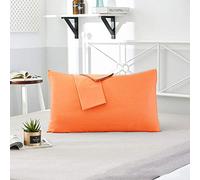 2 Paquetes de Fundas de Almohada de Sarga de algodón, Sellado de Sobres, Productos súper Suaves, Fundas de Almohada de Color sólido-Naranja_Los 66x66cm