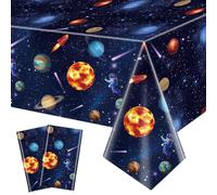 2 Paquetes de Manteles para Fiestas en el Espacio Exterior, Manteles del Sistema Solar, Manteles Rectangulares de 130x220cm para Decoraciones de Fiestas de Cumpleaños con Tema Espacial para Niños