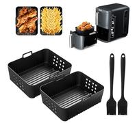 2 paquetes de moldes de silicona Air Fryer para Ninja Double Stack XL SL400EU, accesorios Air Fryer, plato de silicona Air Fryer para Foodi Max Dual Zone 9.5L AF400EU AF300EU 7.6L, con 2 pinceles de