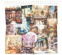 2 paquetes de papel para álbum de recortes con paisajes naturales de la calle, papel de fondo para decoupage y collage estilo acuarela vintage con perlas adhesivas (Alva)