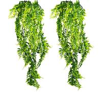 2 paquetes de plantas artificiales para colgar, guirnalda de hojas verdes de helecho e hiedra de plástico, cesta de plantas trepadoras artificiales, plantas artificiales verdes colgantes para