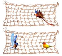 2 paquetes de red de escalada colgante, hamaca para pájaros con 8 ganchos, accesorios de jaula, escalera de cuerda, suministros para animales pequeños, juguetes de cacatúas para pájaros y hámster (50