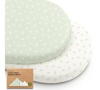 2 Paquetes de sábanas de Cuna orgánicas para niñas y niños - 100% algodón, sábanas de colchón de Cuna compatibles con la Cuna giratoria Halo Bassinest, Graco, Baby Delight, Chicco (Herb)