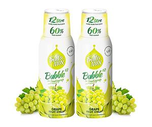 2 paquetes - FruttaMax - Concentrado de jarabe de frutas | Menos azúcar | con un 60% de contenido de fruta | adecuado para máquina de refrescos (2 x 500 ml) (2 x Uva)