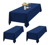 2 Paquetes Manteles Azul Rectángulos 153 x 260 cm, Manteles Azul de Poliéster Impermeables para Mesa de 6 Pies, Mantel Rectángulo Lavable para Fiestas Bodas Buffet Camping Restaurante(60"x102")