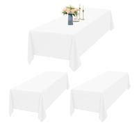 2 Paquetes Manteles Blancos Rectángulos 153 x 320 cm, Manteles Blancos de Poliéster Impermeables para Mesa de 8 Pies, Mantel Rectángulo Lavable para Fiestas Bodas Buffet Camping Restaurante(60"x126")