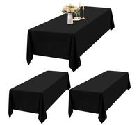 2 Paquetes Manteles Negro Rectángulos 153 x 320 cm, Manteles Negro de Poliéster Impermeables para Mesa de 8 Pies, Mantel Rectángulo Lavable para Fiestas Bodas Buffet Camping Restaurante(60"x126")