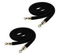 2 Paquetes Negro Cuerda de Puntal de Terciopelo,Cuerda de Barrera de Control de Multitudes con Ganchos Dorados,para Eventos de Alfombra Roja Apertura de Cines Banquetes d(Size:6ft/185cm,Color:Negro)